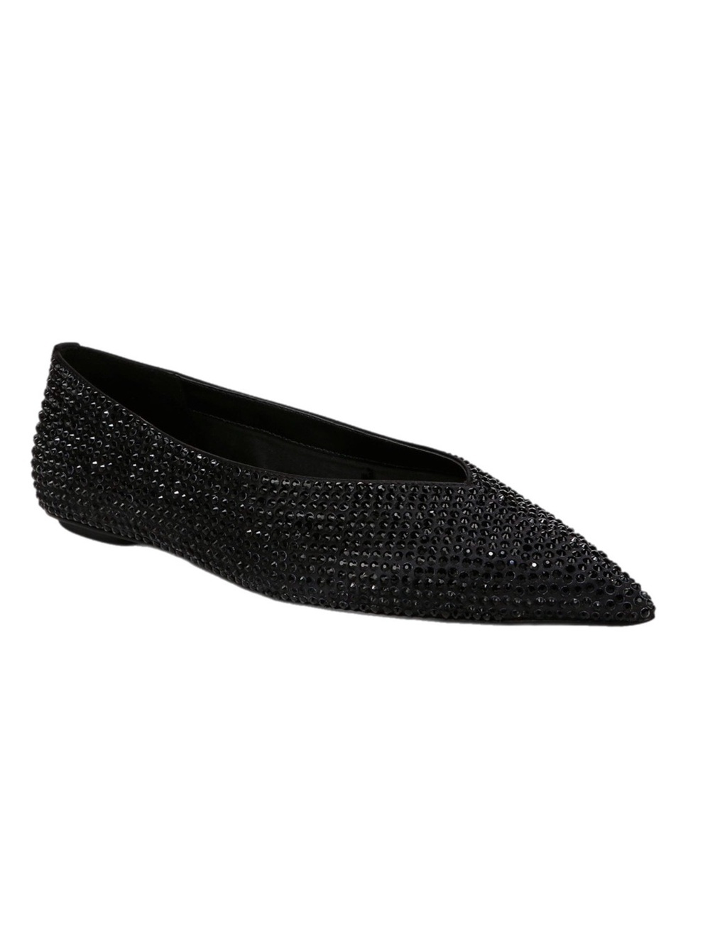 Sam Edelman Nita Pointed Toe Flat Black Satin Studded Sz 7 New In Box Dust Bags